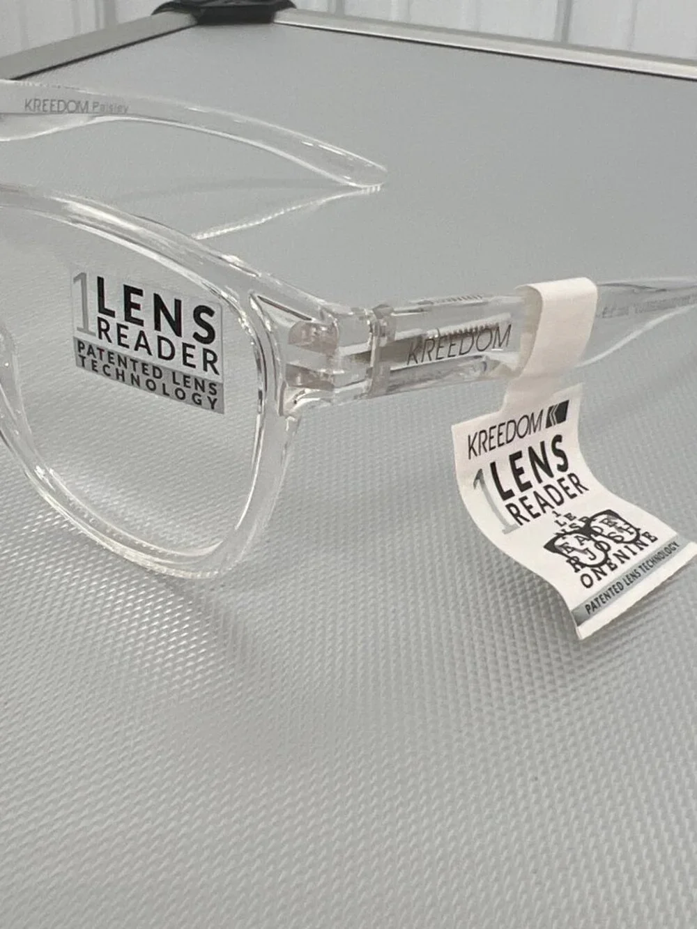 Kreedom Paisley 1 Lens Reader Glasses Patented Lens Technology Clear Frame NEW